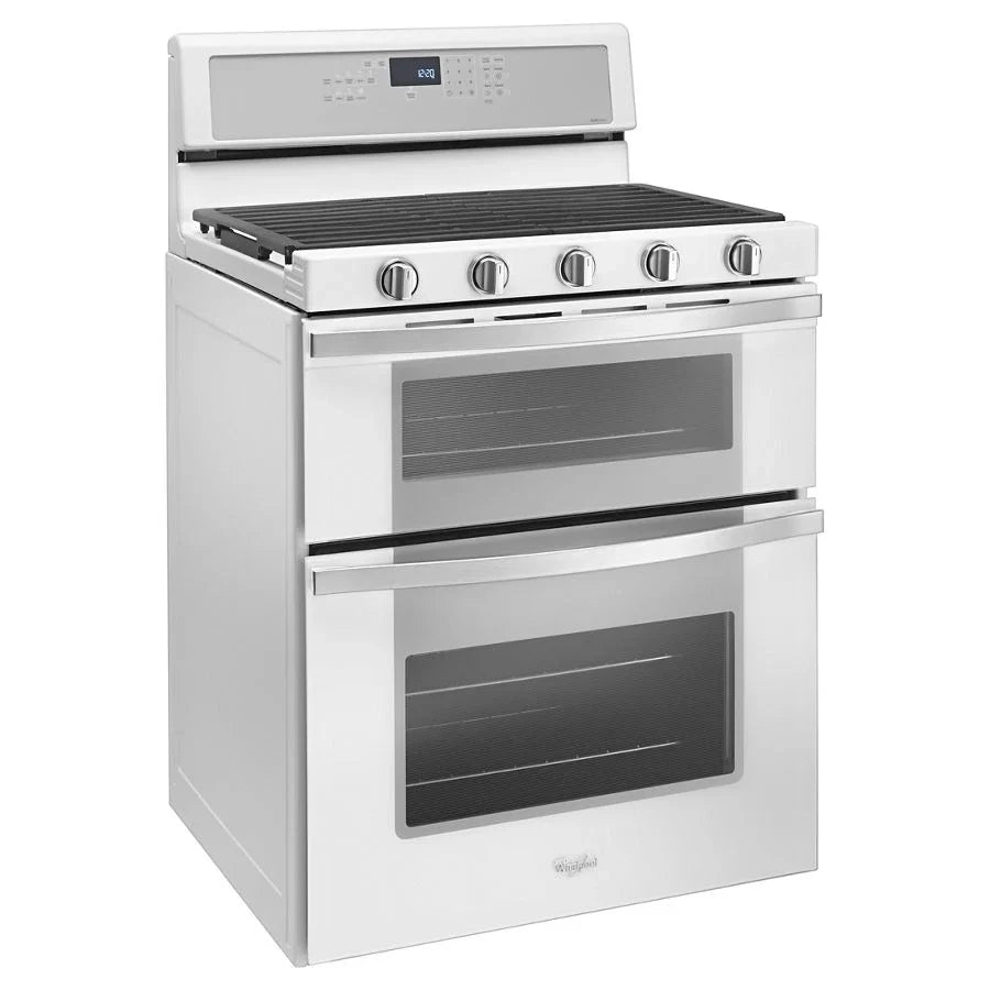 Whirlpool WGG745S0FH 6.0 Cu. Ft. Gas Double Oven Range with EZ-2-Lift™ Hinged Grates White Ice