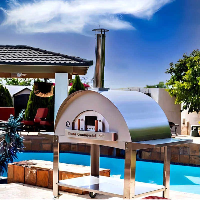 WPPO Karma 55 Inch Commercial Stainless Steel Wood Fired Pizza Oven - WKK-04COM-2