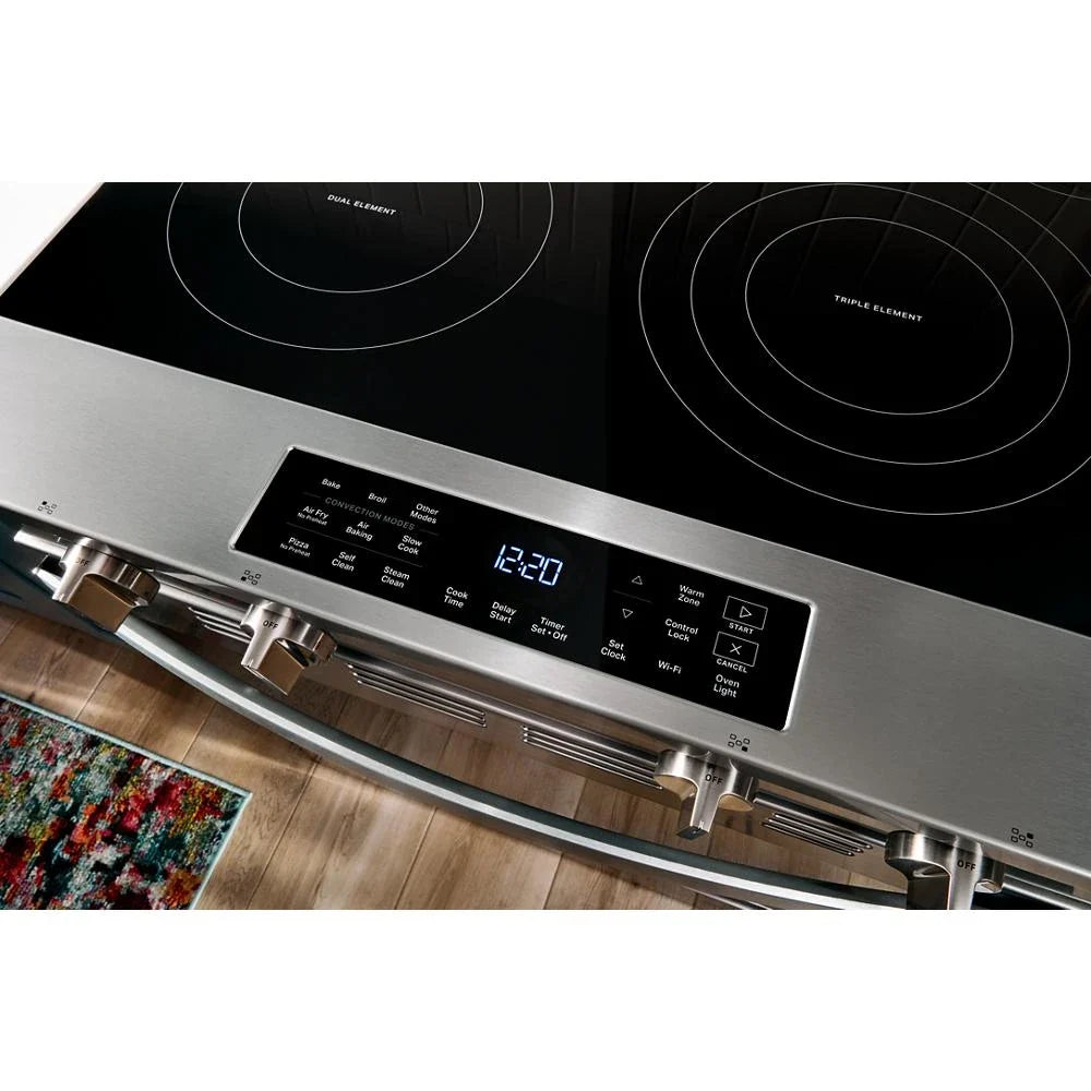 Whirlpool WSES5030SZ 30-inch Electric Smart Range with Air Cooking Technology Fingerprint Resistant Stainless Steel