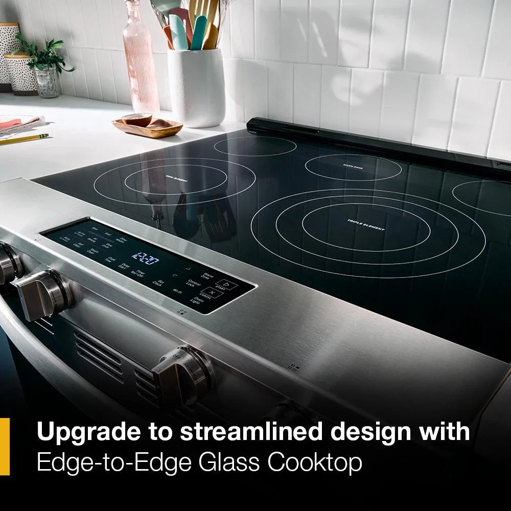 Whirlpool WSES5030SZ 30-inch Electric Smart Range with Air Cooking Technology Fingerprint Resistant Stainless Steel
