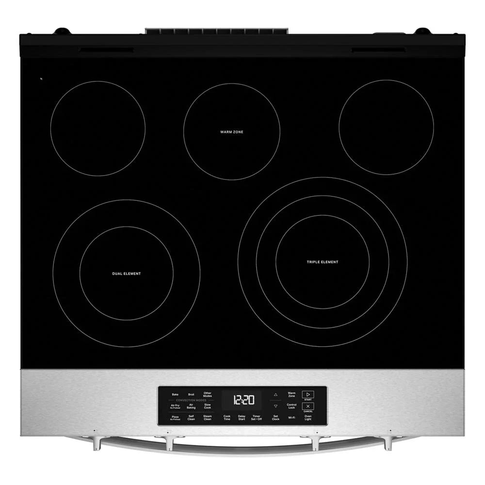 Whirlpool WSES5030SZ 30-inch Electric Smart Range with Air Cooking Technology Fingerprint Resistant Stainless Steel