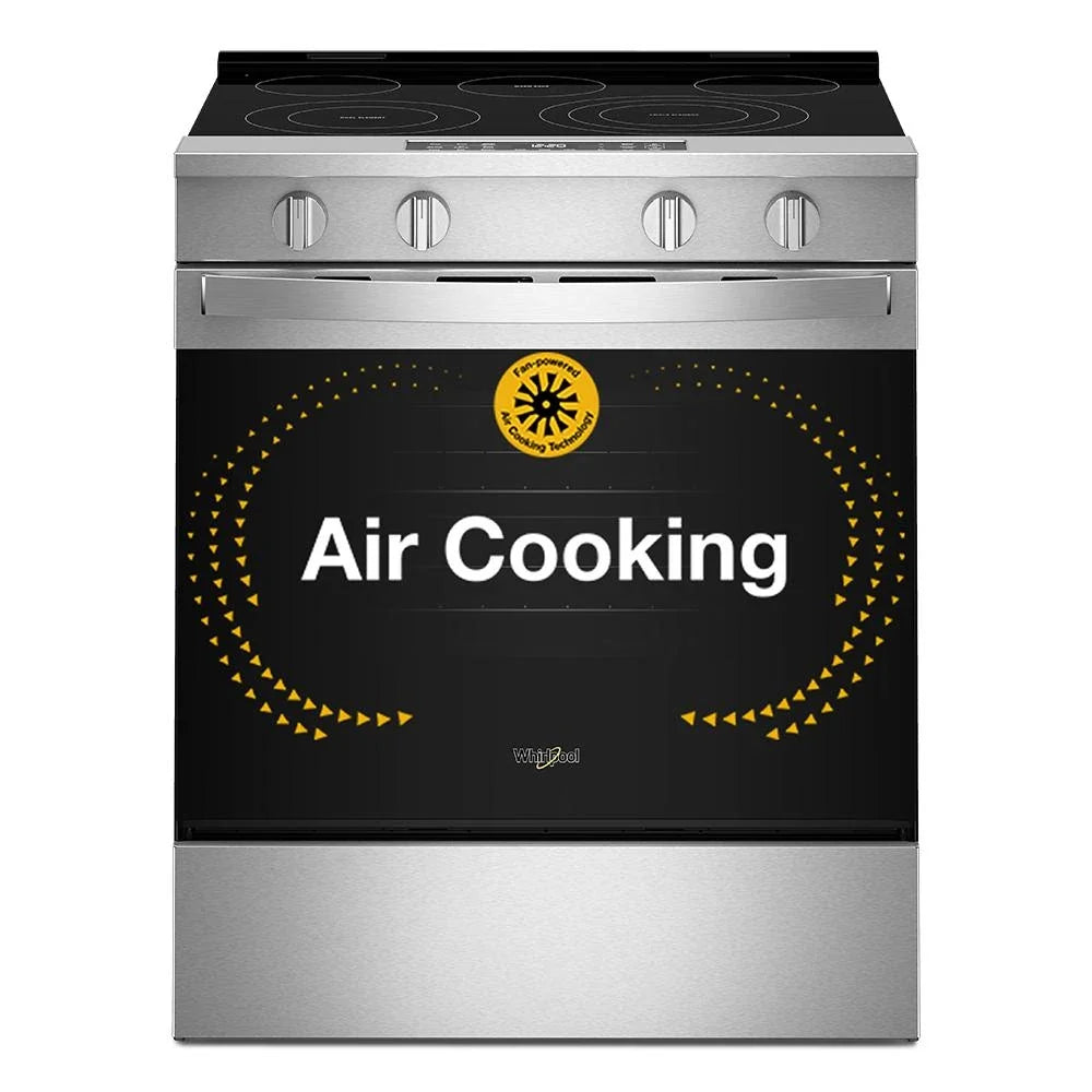 Whirlpool WSES5030SZ 30-inch Electric Smart Range with Air Cooking Technology Fingerprint Resistant Stainless Steel