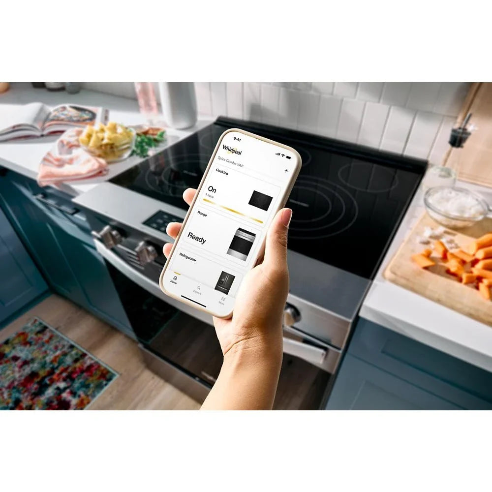 Whirlpool WSES5030SZ 30-inch Electric Smart Range with Air Cooking Technology Fingerprint Resistant Stainless Steel