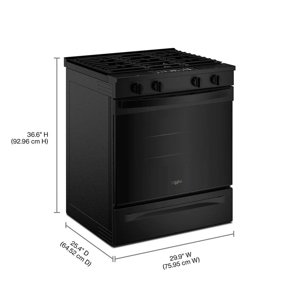 Whirlpool WSGS3330TB 30-inch Gas Range with No Preheat Mode and Slow Cook Black