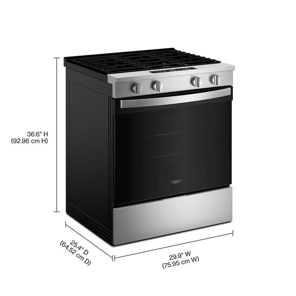 Whirlpool WSGS3330TS 30-inch Gas Range with No Preheat Mode and Slow Cook Stainless Steel