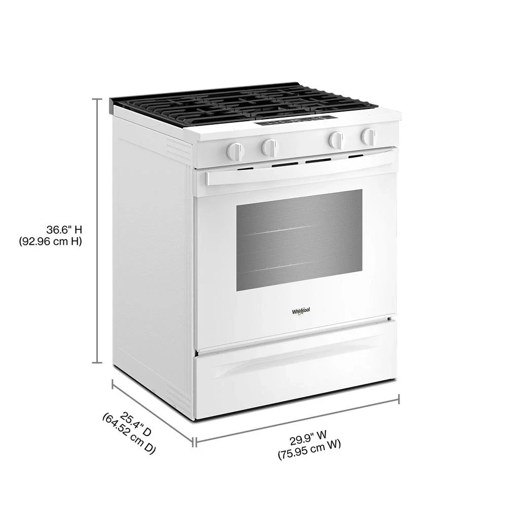 Whirlpool WSGS3330TW 30-inch Gas Range with No Preheat Mode and Slow Cook White