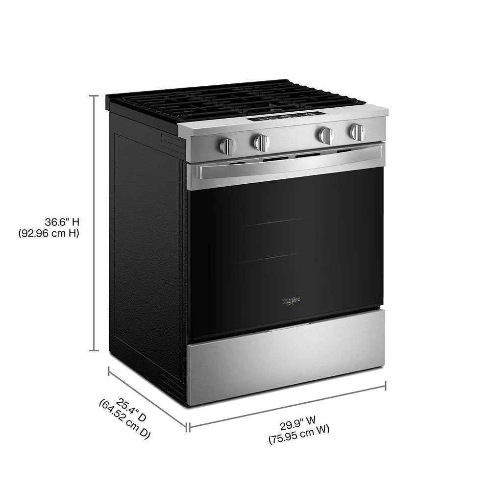 Whirlpool WSGS4530TS 30-inch Gas Smart Range with Air Cooking Technology and Steam Clean Stainless Steel