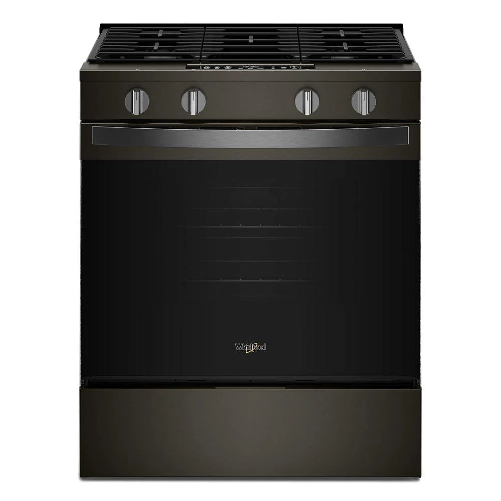 Whirlpool WSGS4530TV 30-inch Gas Smart Range with Air Cooking Technology and Steam Clean Black-on-Stainless