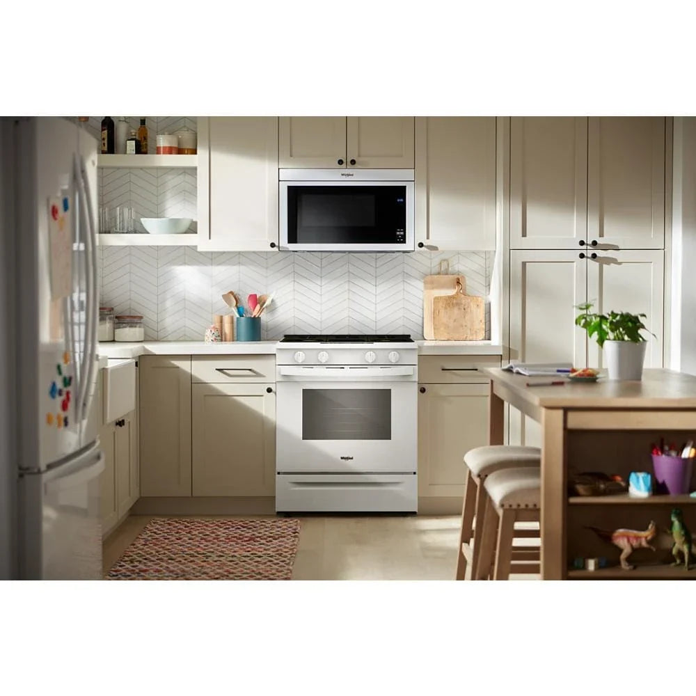 Whirlpool WSGS4530TW 30-inch Gas Smart Range with Air Cooking Technology and Steam Clean White