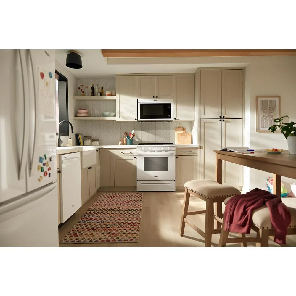 Whirlpool WSGS4530TW 30-inch Gas Smart Range with Air Cooking Technology and Steam Clean White
