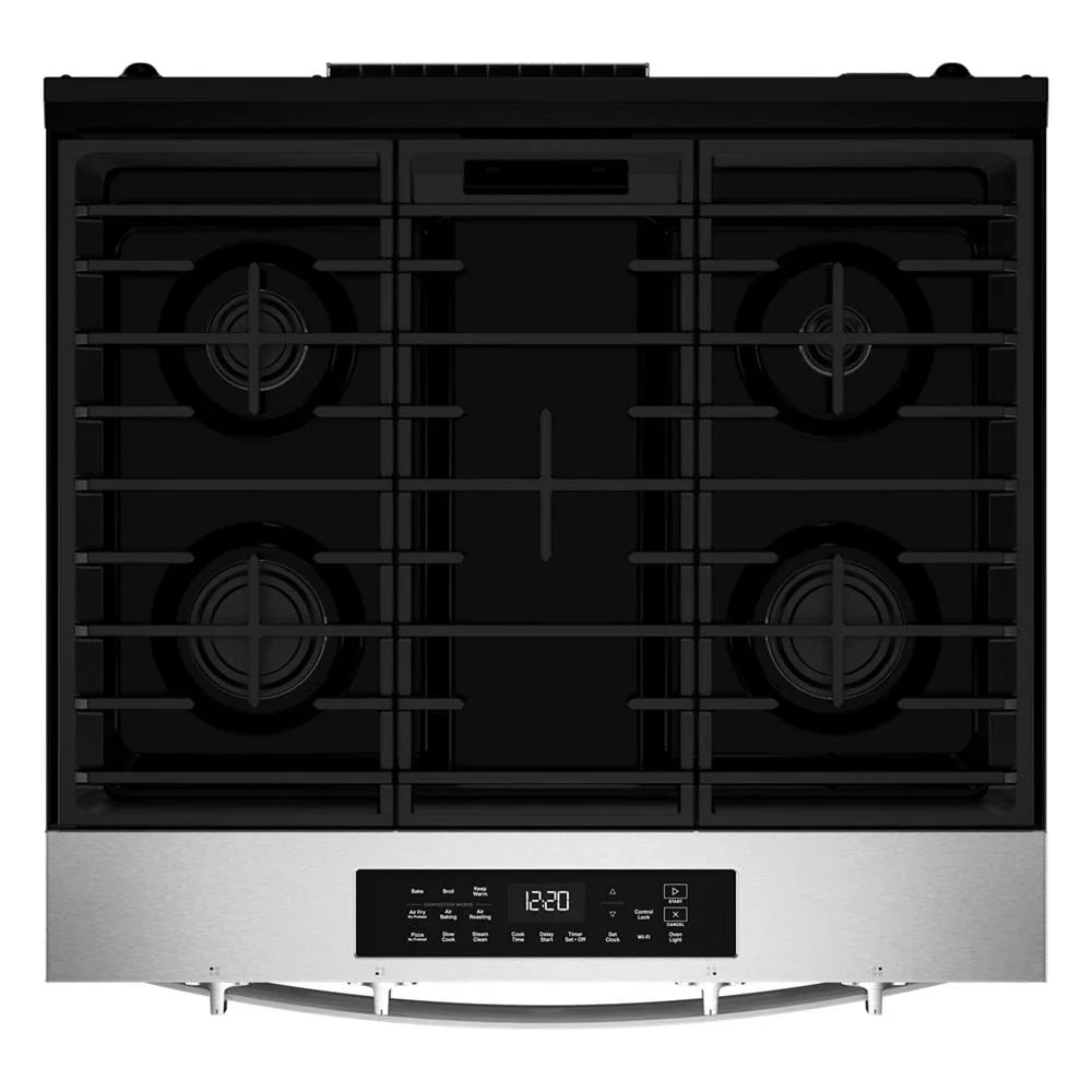Whirlpool WSGS4530TZ 30-inch Gas Smart Range with Air Cooking Technology and Steam Clean Fingerprint Resistant Stainless Steel