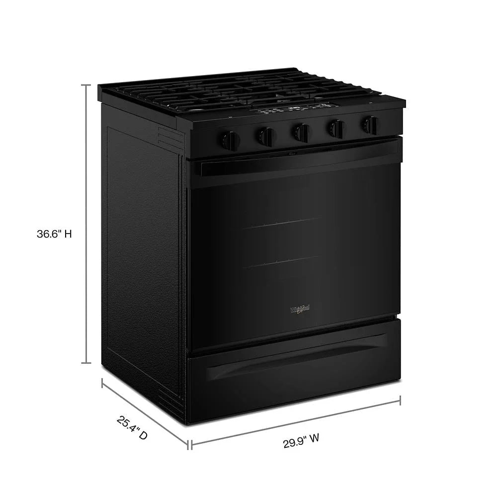 Whirlpool WSGS5030SB 30-inch Gas Smart Range with Air Cooking Technology Black