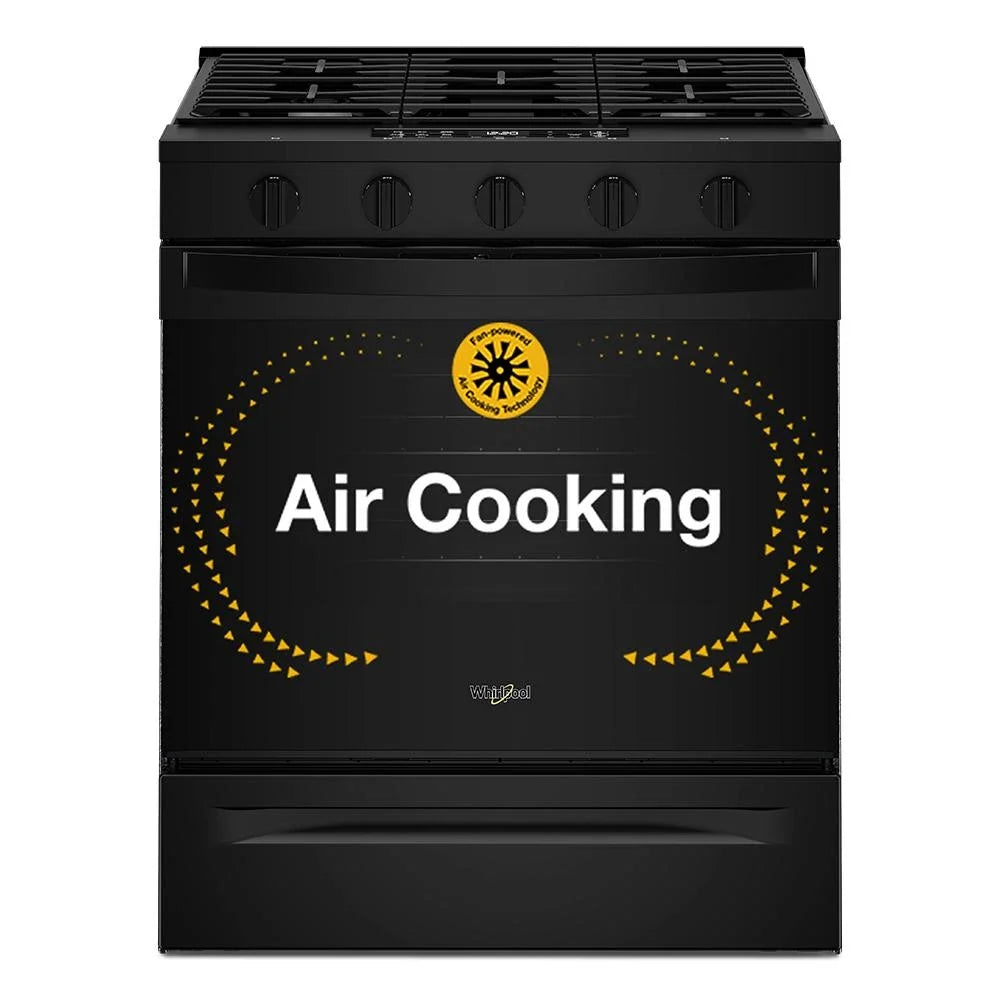 Whirlpool WSGS5030SB 30-inch Gas Smart Range with Air Cooking Technology Black