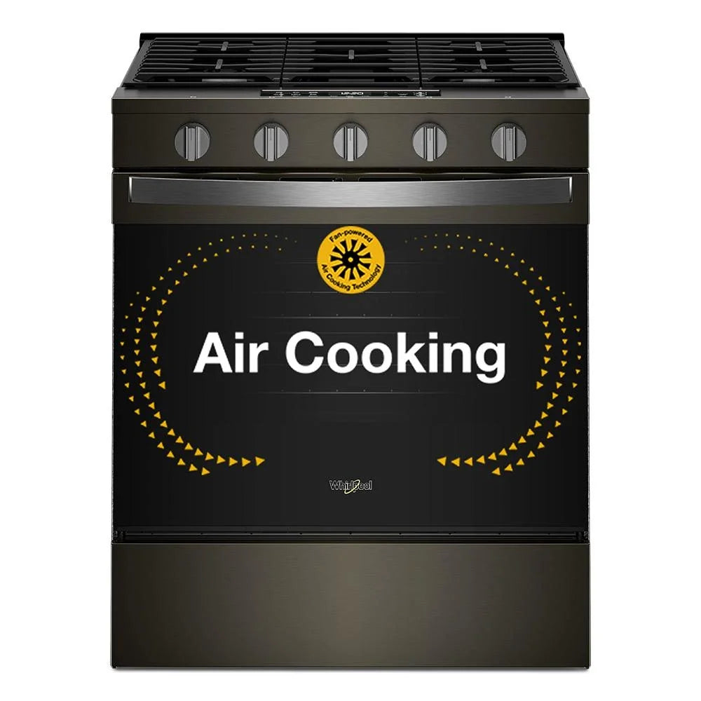 Whirlpool WSGS5030SV 30-inch Gas Smart Range with Air Cooking Technology Black Stainless