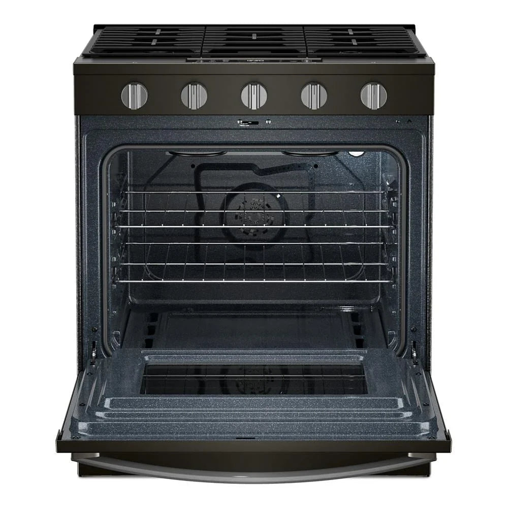 Whirlpool WSGS5030SV 30-inch Gas Smart Range with Air Cooking Technology Black Stainless
