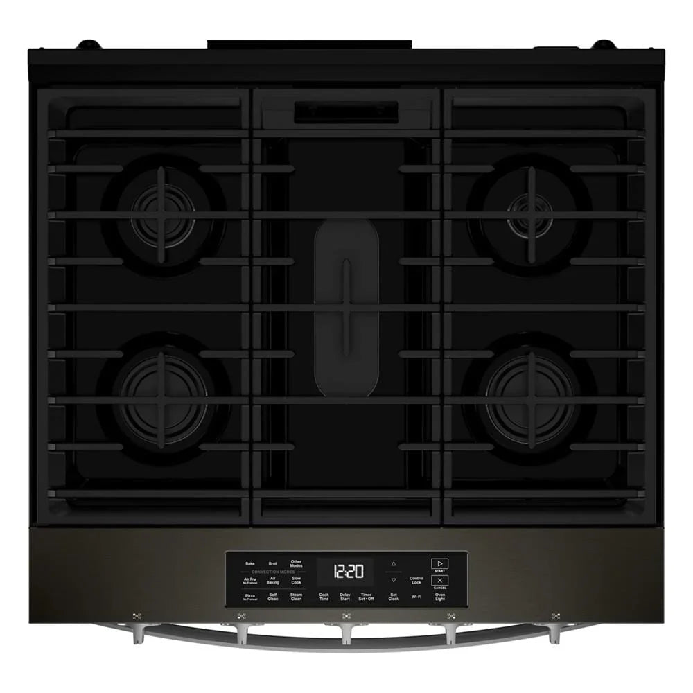 Whirlpool WSGS5030SV 30-inch Gas Smart Range with Air Cooking Technology Black Stainless