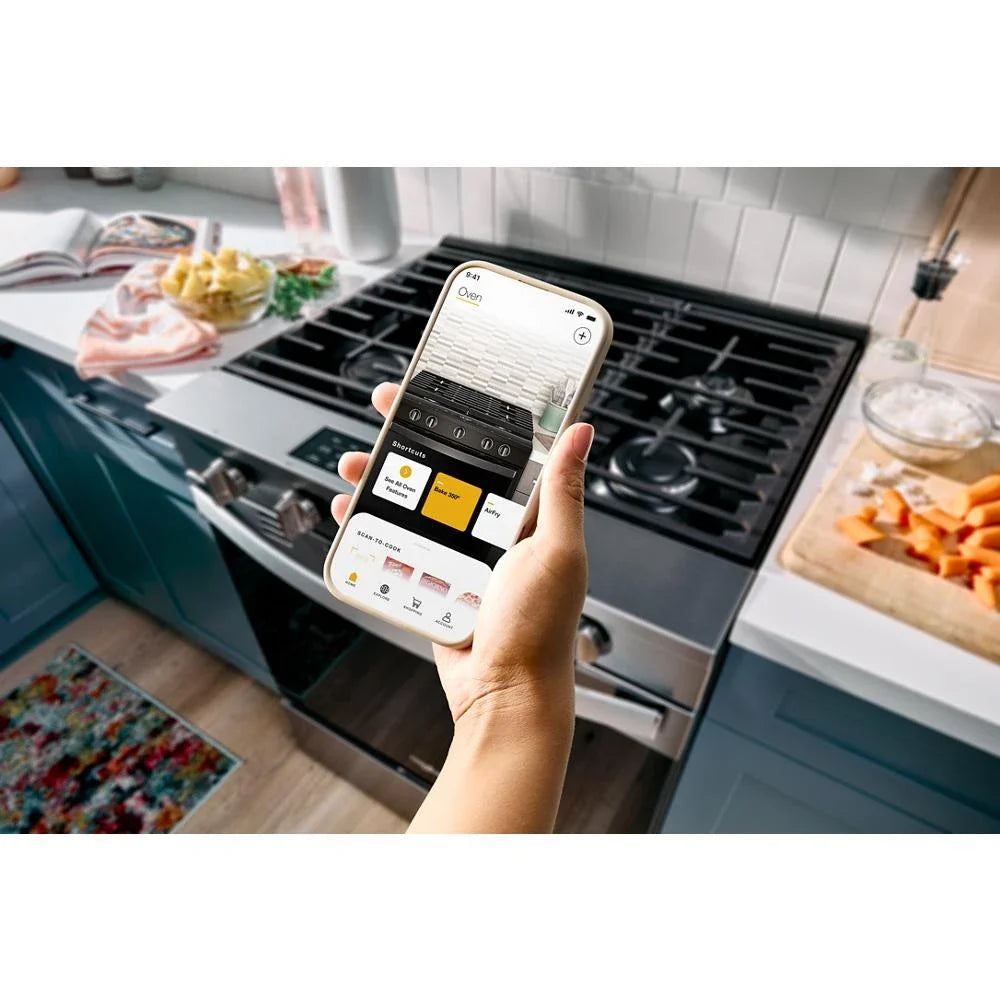 Whirlpool WSGS5030SV 30-inch Gas Smart Range with Air Cooking Technology Black Stainless