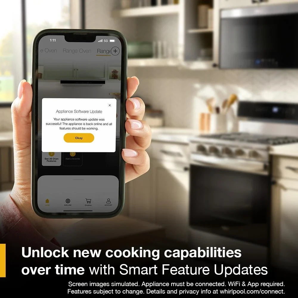 Whirlpool WSGS5030SV 30-inch Gas Smart Range with Air Cooking Technology Black Stainless