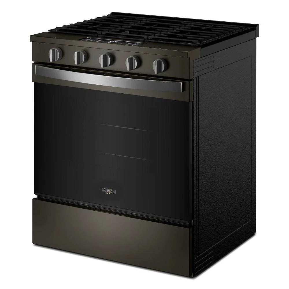 Whirlpool WSGS5030SV 30-inch Gas Smart Range with Air Cooking Technology Black Stainless