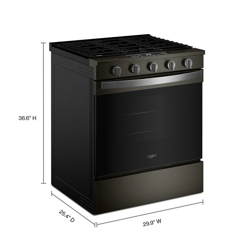 Whirlpool WSGS5030SV 30-inch Gas Smart Range with Air Cooking Technology Black Stainless