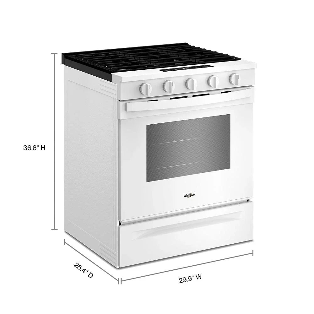 Whirlpool WSGS5030SW 30-inch Gas Smart Range with Air Cooking Technology White