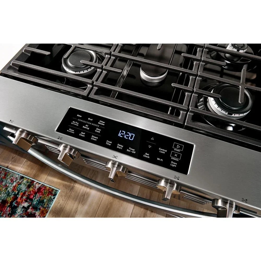 Whirlpool WSGS5030SW 30-inch Gas Smart Range with Air Cooking Technology White