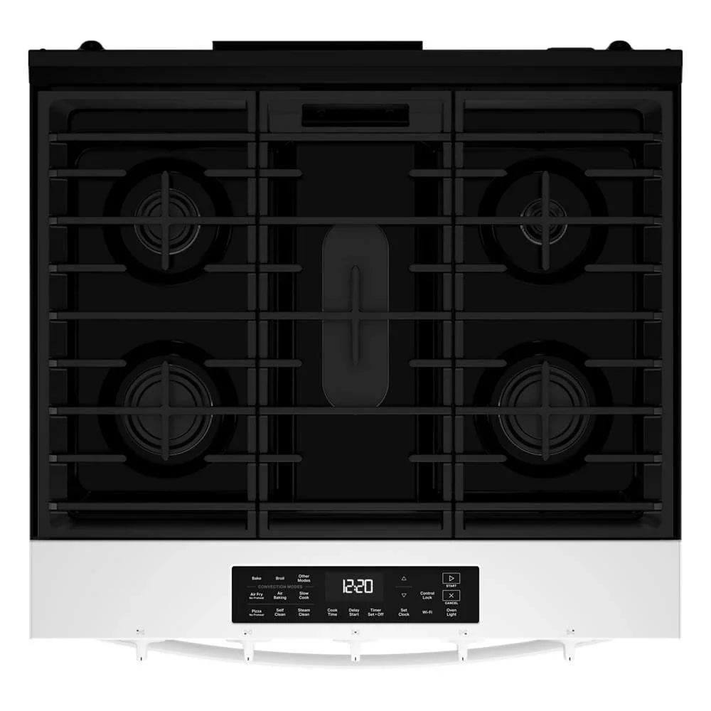 Whirlpool WSGS5030SW 30-inch Gas Smart Range with Air Cooking Technology White