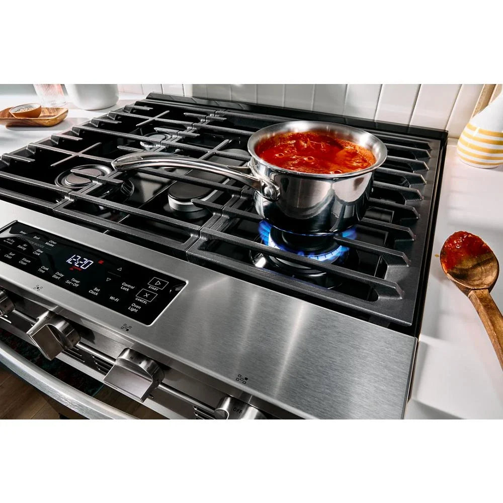 Whirlpool WSGS5030SW 30-inch Gas Smart Range with Air Cooking Technology White
