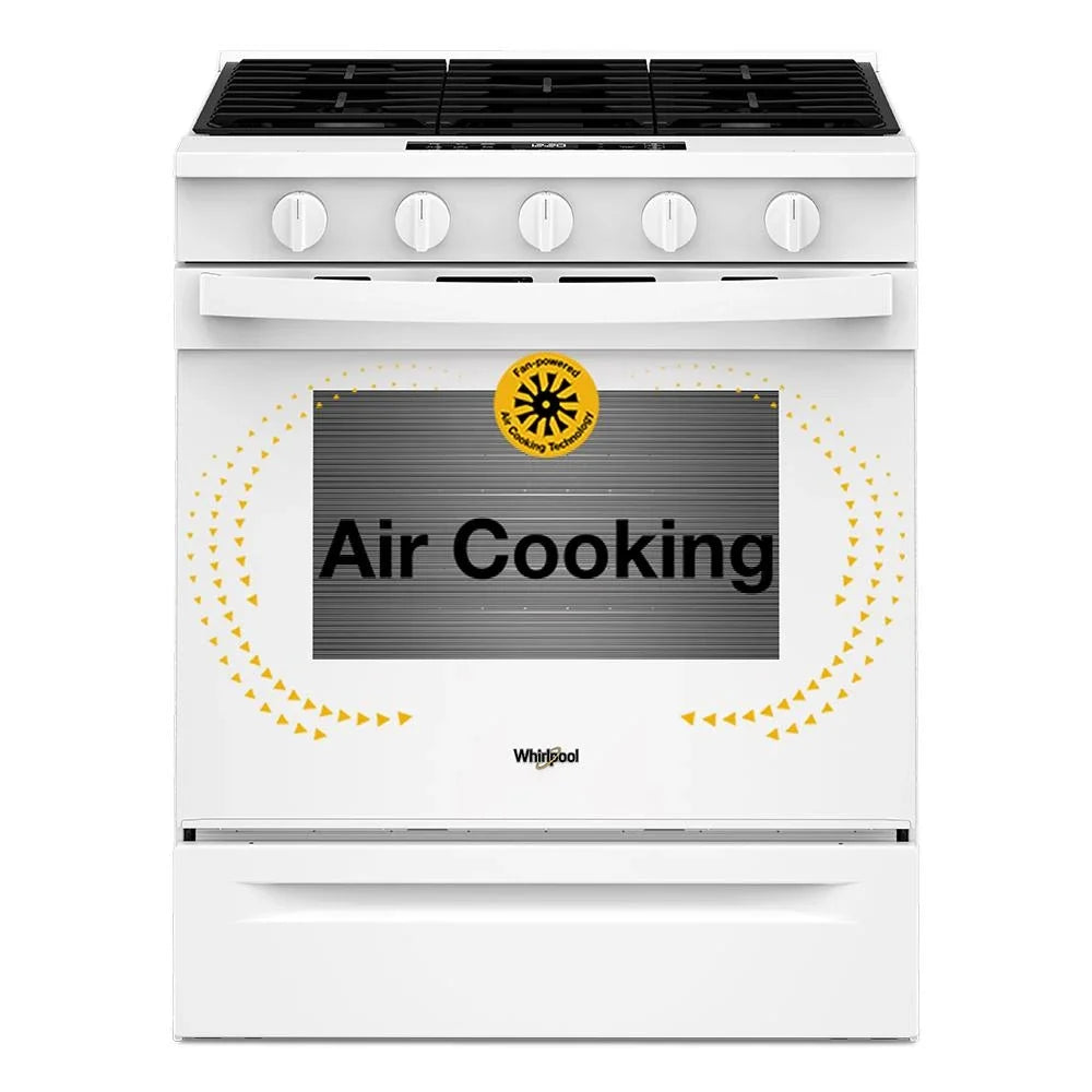 Whirlpool WSGS5030SW 30-inch Gas Smart Range with Air Cooking Technology White