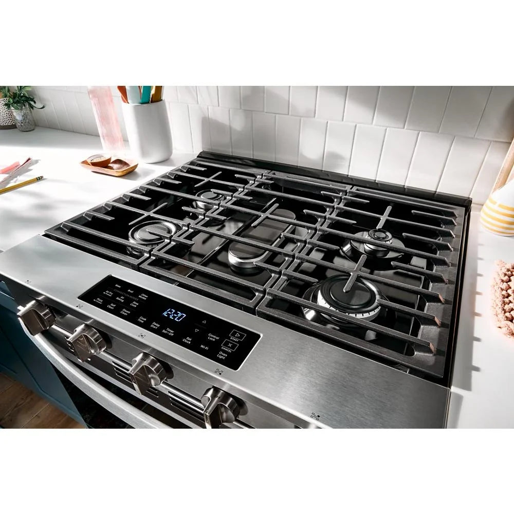 Whirlpool WSGS5030SZ 30-inch Gas Smart Range with Air Cooking Technology Fingerprint Resistant Stainless Steel
