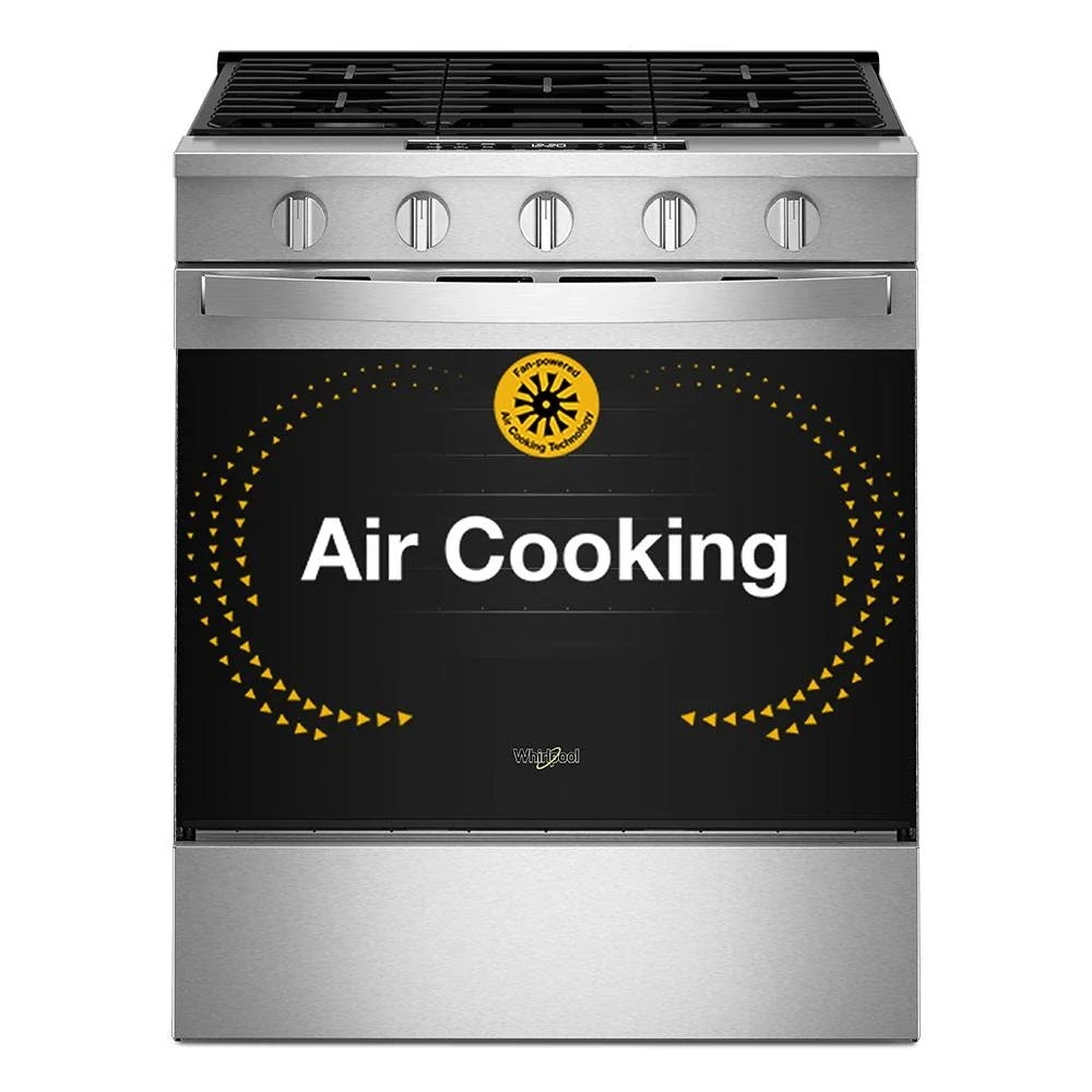 Whirlpool WSGS5030SZ 30-inch Gas Smart Range with Air Cooking Technology Fingerprint Resistant Stainless Steel
