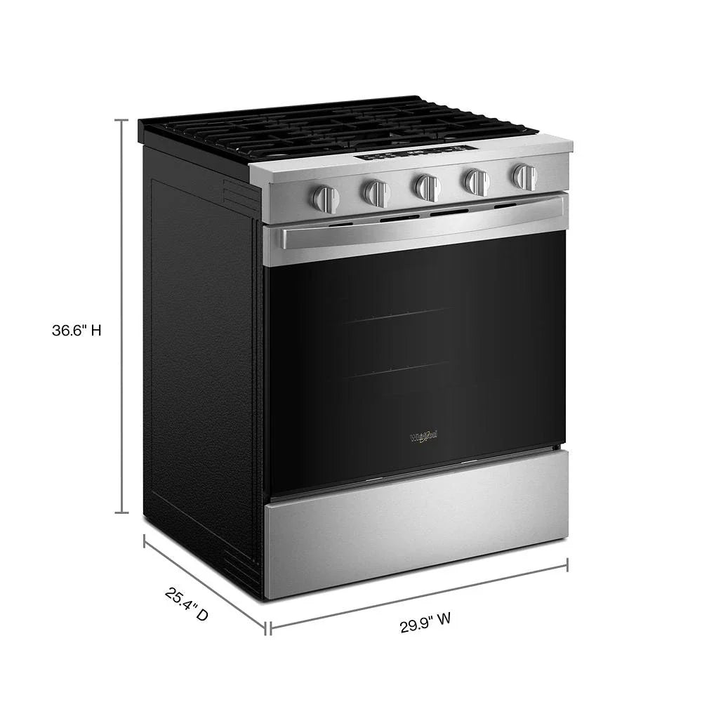 Whirlpool WSGS5030SZ 30-inch Gas Smart Range with Air Cooking Technology Fingerprint Resistant Stainless Steel