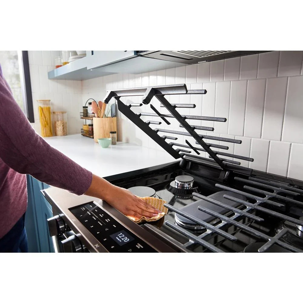 Whirlpool WSGS7530RV 30-inch Smart Slide In Gas Range with Air Cooking Technology, No Preheat Air Fry, Steam/Self Clean and High Speed Preheat Black Stainless