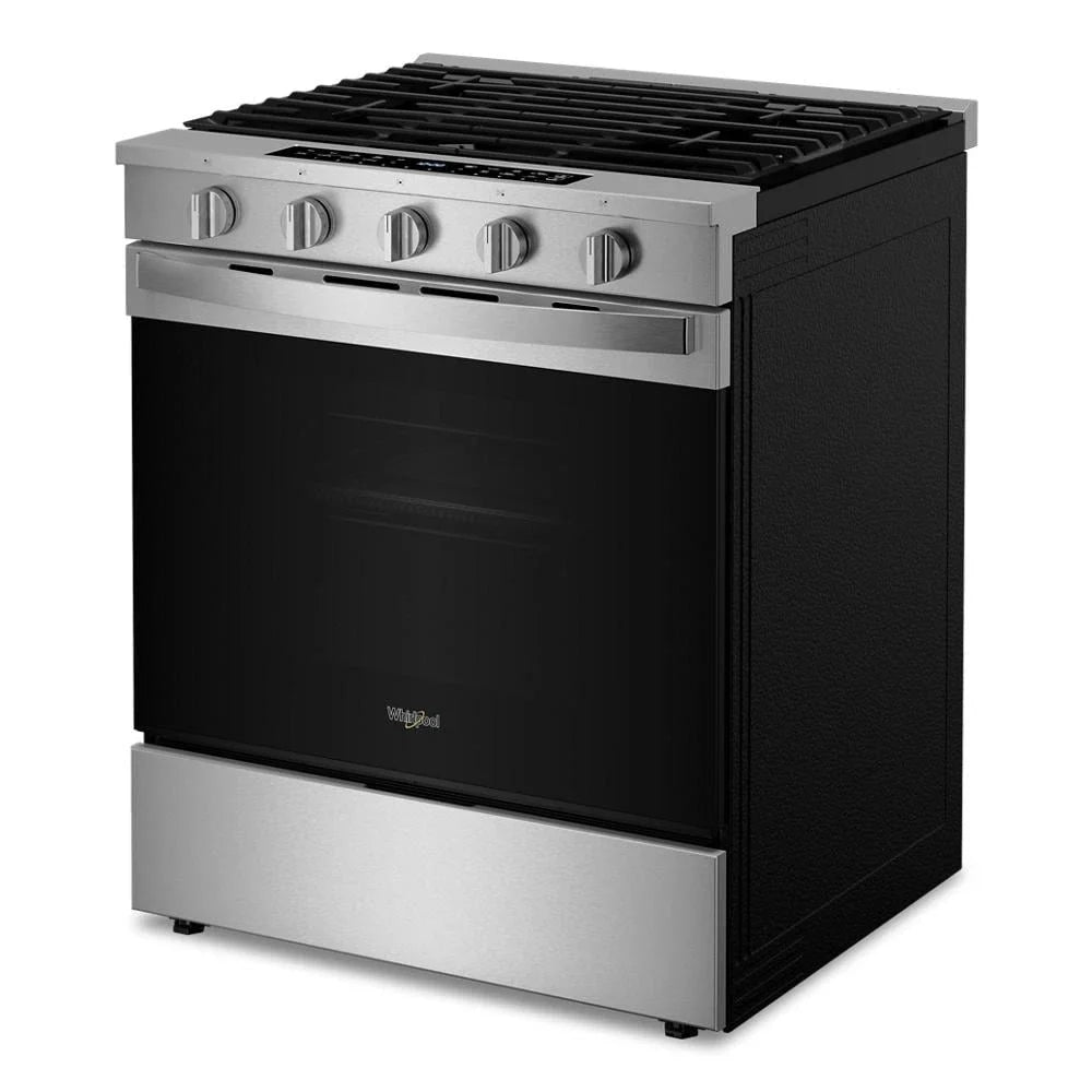Whirlpool WSGS7530RZ 30-inch Smart Slide In Gas Range with Air Cooking Technology, No Preheat Air Fry, Steam/Self Clean and High Speed Preheat Fingerprint Resistant Stainless Steel