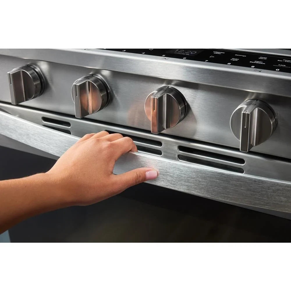 Whirlpool WSGS7530RZ 30-inch Smart Slide In Gas Range with Air Cooking Technology, No Preheat Air Fry, Steam/Self Clean and High Speed Preheat Fingerprint Resistant Stainless Steel
