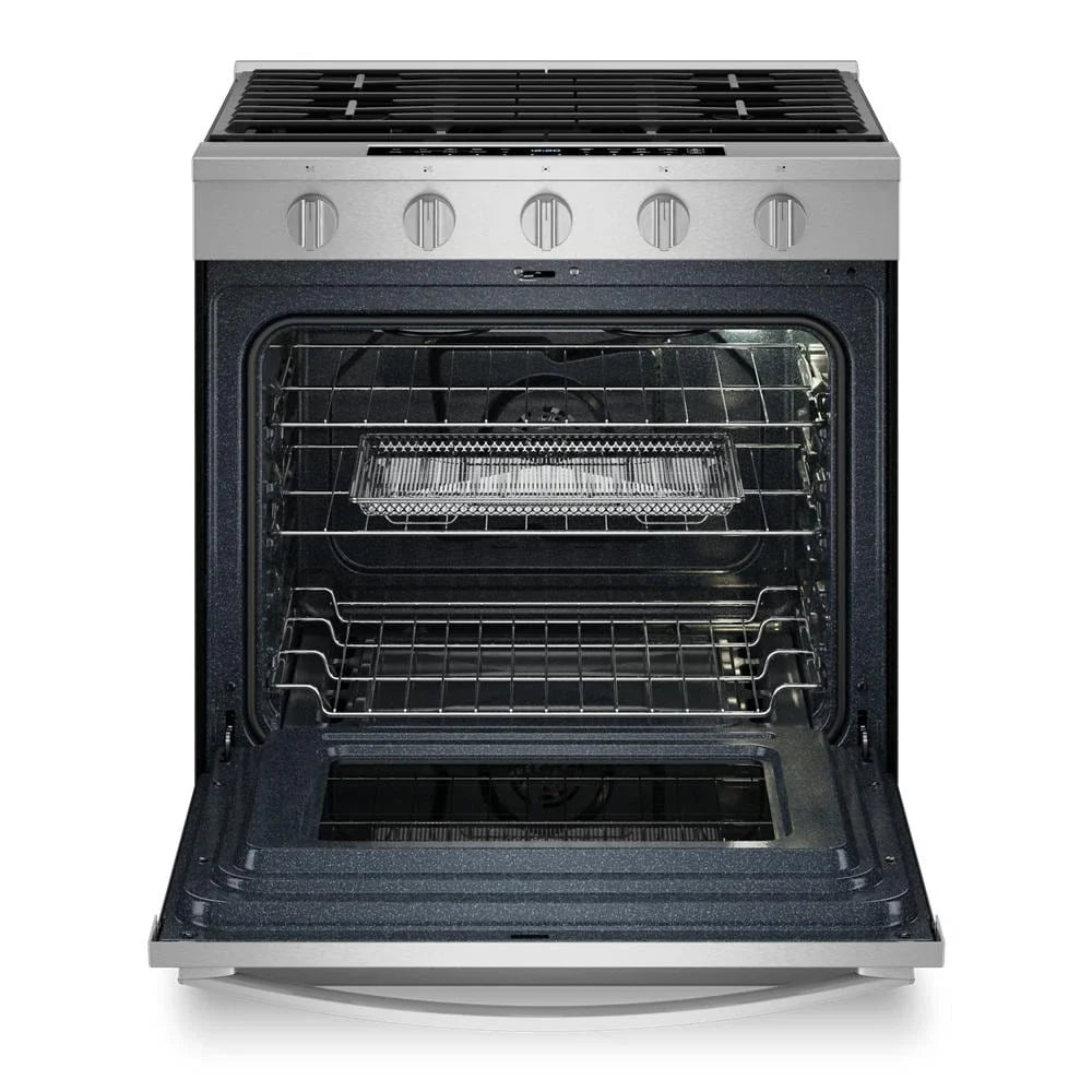 Whirlpool WSGS7530RZ 30-inch Smart Slide In Gas Range with Air Cooking Technology, No Preheat Air Fry, Steam/Self Clean and High Speed Preheat Fingerprint Resistant Stainless Steel