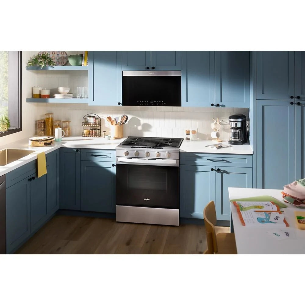 Whirlpool WSGS7530RZ 30-inch Smart Slide In Gas Range with Air Cooking Technology, No Preheat Air Fry, Steam/Self Clean and High Speed Preheat Fingerprint Resistant Stainless Steel