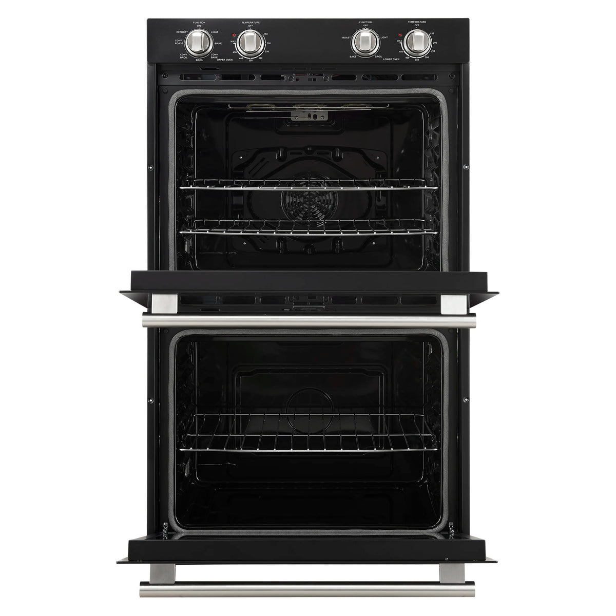Forno Vomero 30-Inch Double Wall Oven with 10 cu.ft Total Capacity in Black with Stainless Steel Handle (FBOEL1324-30BLK)