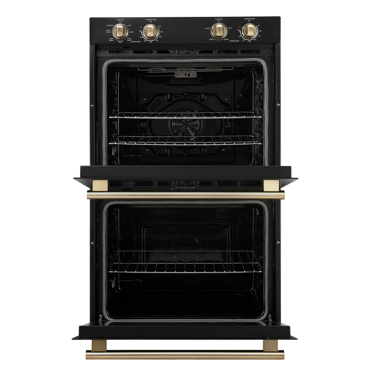 Forno Vomero 30-Inch Double Wall Oven with 10 cu.ft Total Capacity in Black with Stainless Steel Handle (FBOEL1324-30BLK)