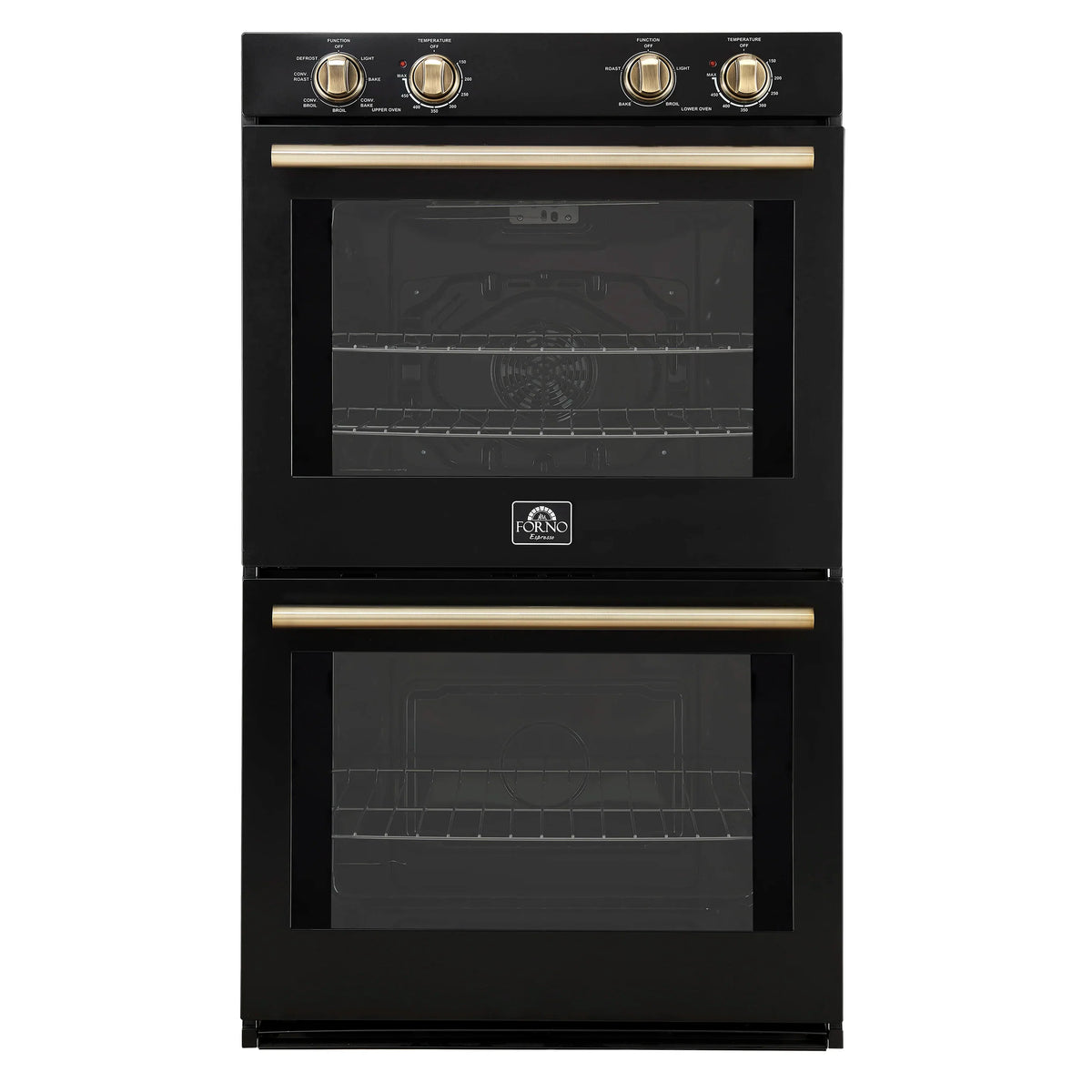 Forno Vomero 30-Inch Double Wall Oven with 10 cu.ft Total Capacity in Black with Stainless Steel Handle (FBOEL1324-30BLK)