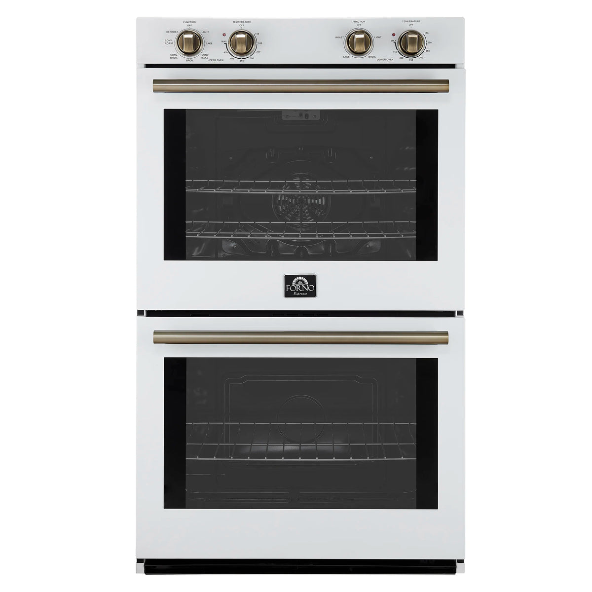Forno Vomero 30-Inch Double Wall Oven with 10 cu.ft Total Capacity in White with Stainless Steel Handle (FBOEL1324-30WHT)