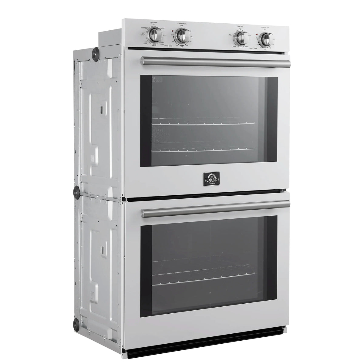 Forno Vomero 30-Inch Double Wall Oven with 10 cu.ft Total Capacity in White with Stainless Steel Handle (FBOEL1324-30WHT)