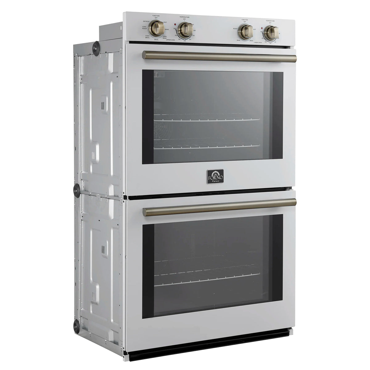 Forno Vomero 30-Inch Double Wall Oven with 10 cu.ft Total Capacity in White with Stainless Steel Handle (FBOEL1324-30WHT)