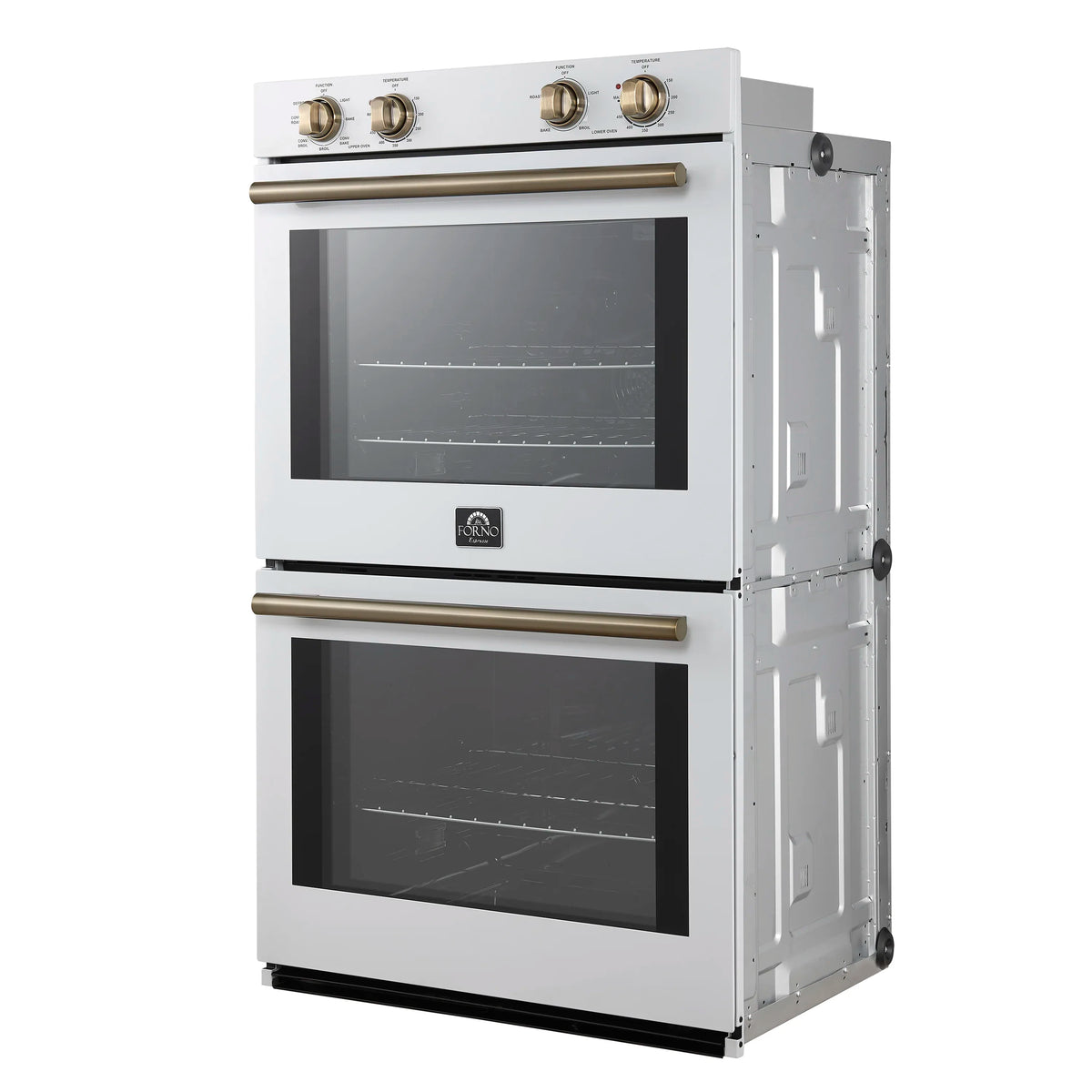 Forno Vomero 30-Inch Double Wall Oven with 10 cu.ft Total Capacity in White with Stainless Steel Handle (FBOEL1324-30WHT)