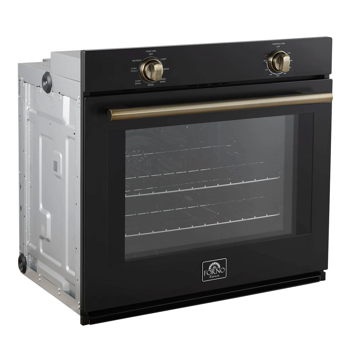Forno Vomero 30-Inch Wall Oven with 5 cu.ft Total Capacity in Black with Stainless Steel Handle (FBOEL1370-30BLK)