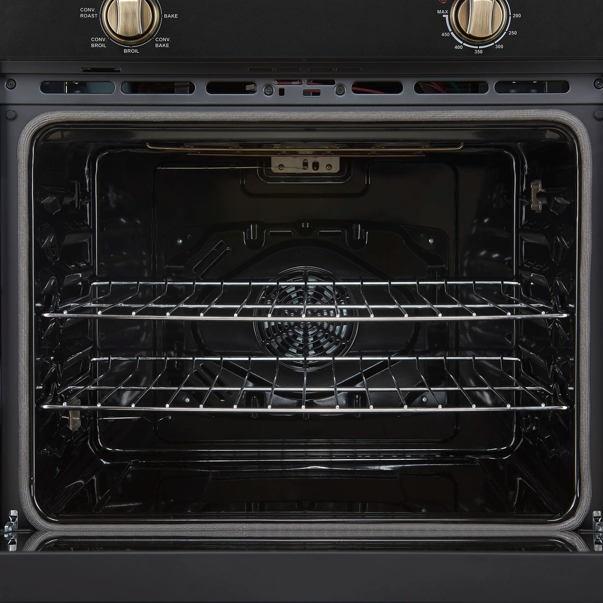 Forno 2-Piece Appliance Package - 30-Inch Vomero Wall Oven & 30-Inch Microwave Oven in Black with Antique Brass Trim