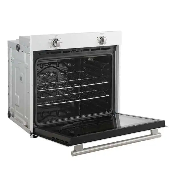 Forno Vomero 30-Inch Wall Oven with 5 cu.ft Total Capacity in White with Antique Brass Handle (FBOEL1370-30WHT)