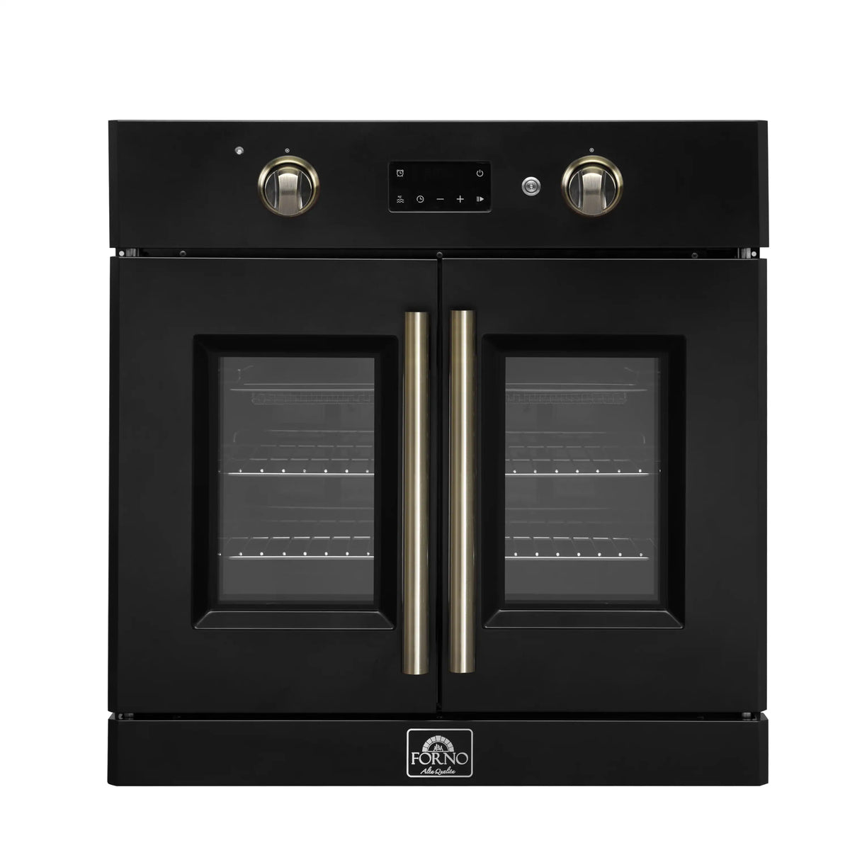 Forno 2-Piece Appliance Package - 30-Inch Single Wall Oven and 30-Inch Microwave in Black with Antique Brass Trim (FBDL-025-03CAUS