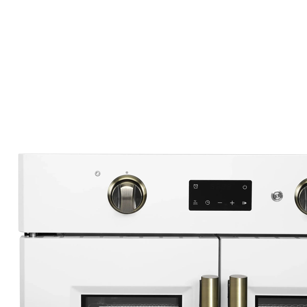 Forno 2-Piece Appliance Package - 30-Inch Asti French Door Electric Wall Oven & 30-Inch Microwave Oven in White with Antique Brass Trim