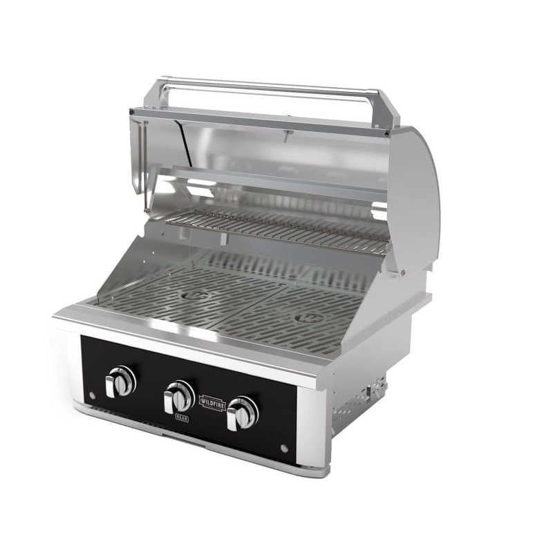 Wildfire Ranch Pro 30 Inch Black 304 Stainless Steel Built In Gas Grill - Chrome Black Accents
